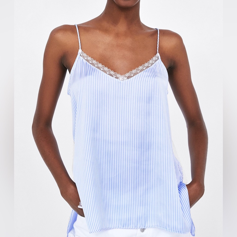 NWT Zara Silk Feel Striped Cami